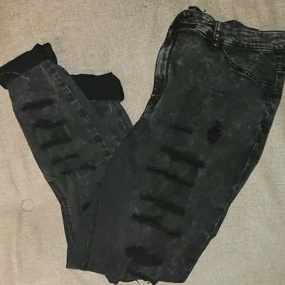 Black slit jeans